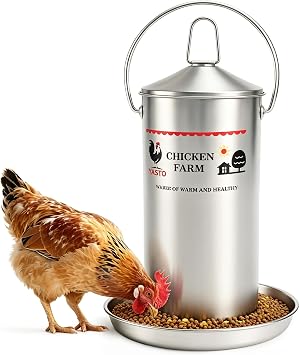 8.8 Lb Stainless Steel Automatic No Waste Chicken Feeder