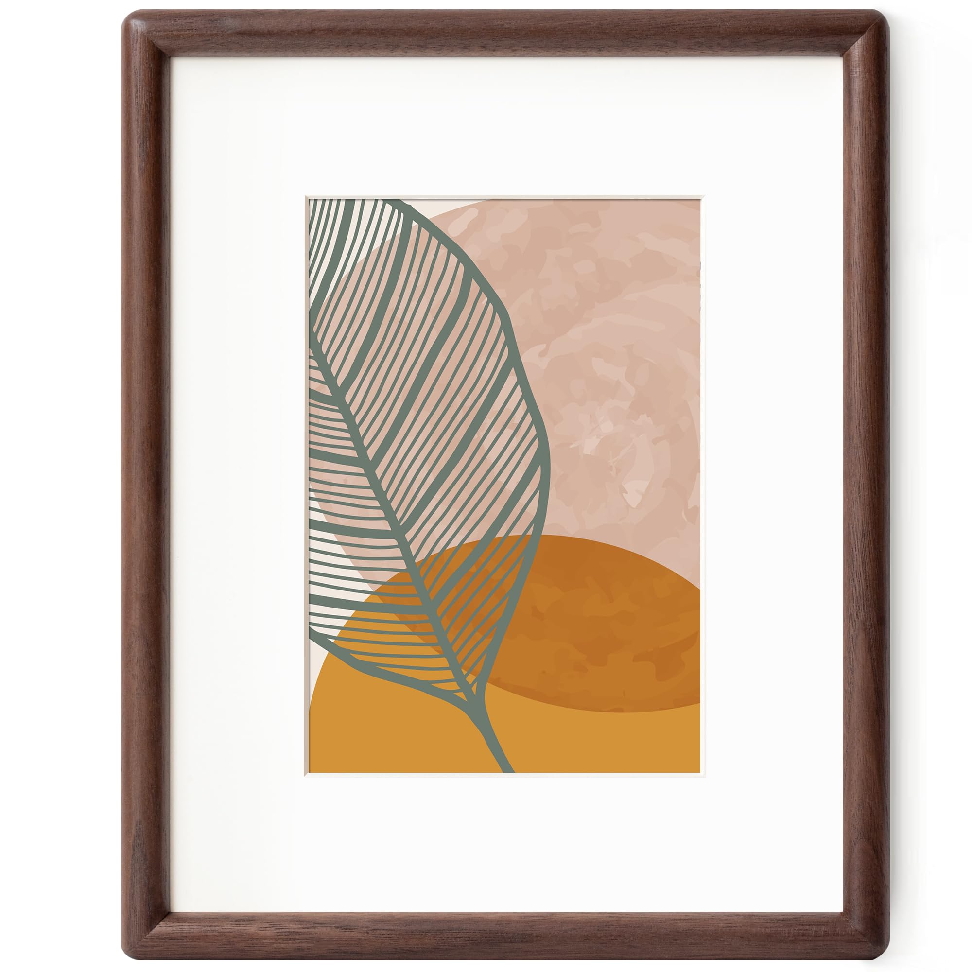 Axeman 8 x 10 Walnut Frame - Rounded Corner 8x10 Picture Frame Matted to 5x7 - Walnut Wood 8 by 10 Photo Frame with Tempered Glass for Tabletop or Wall Mount Display โ image 1