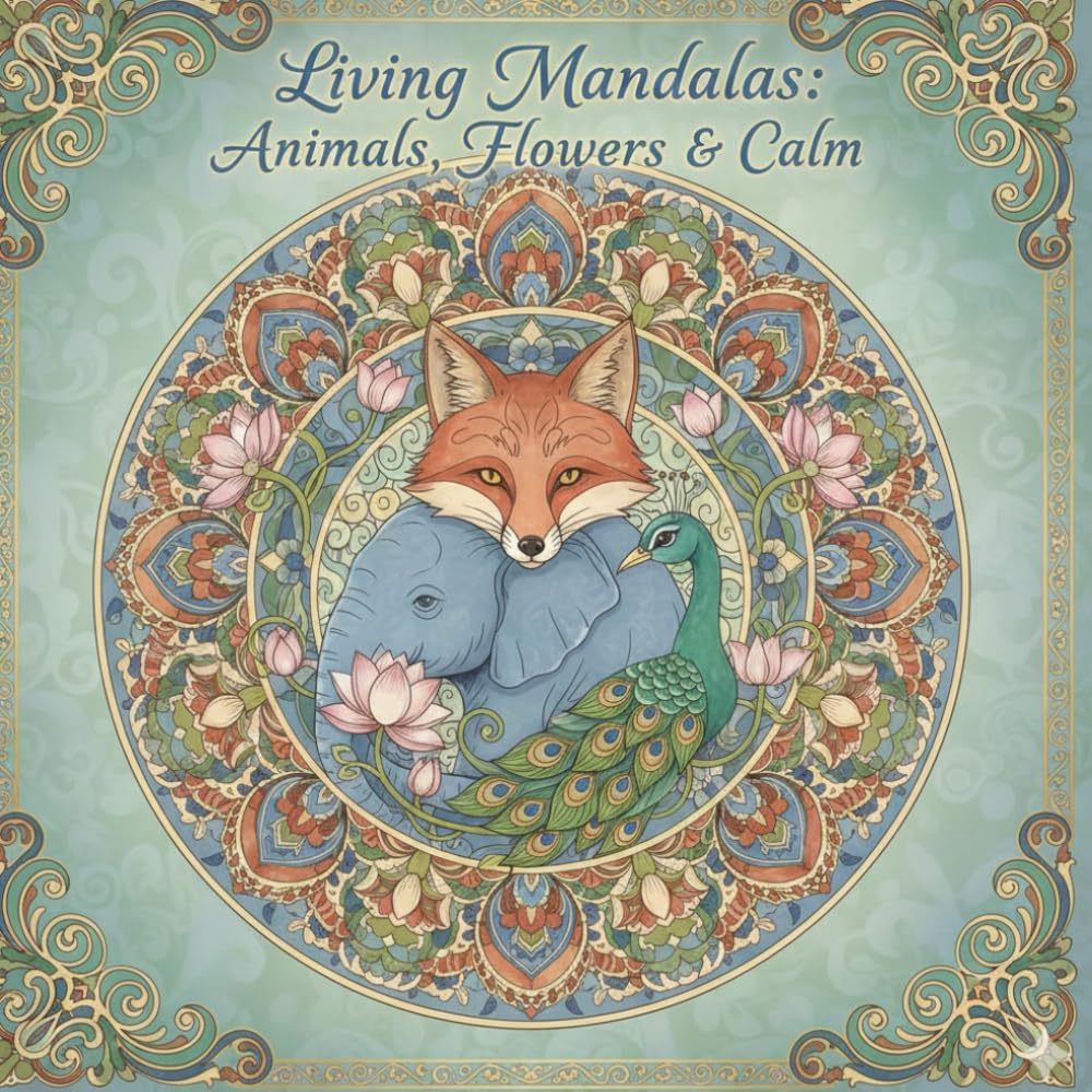 Living Mandalas: Animals, Flowers & Calm: A Relaxing Mandala Coloring Book for Adults