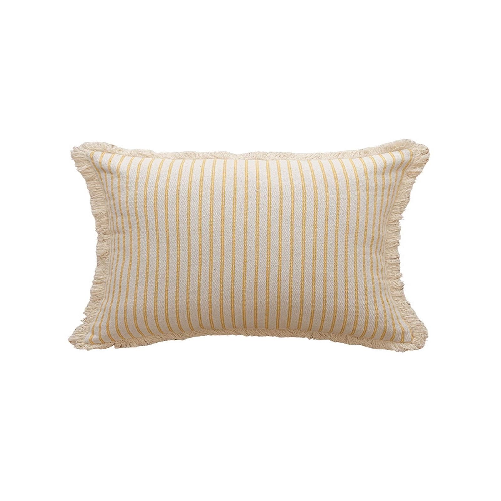 AXCTYSFP Decorative Linen Striped FringeThrow Pillow Covers Cozy Farmhouse Boho,Yellow,30 * 50cm