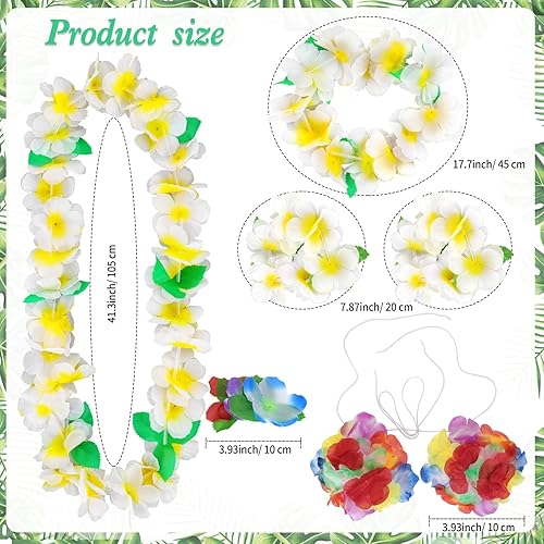 Miniatura 3 de PHOGARY Kit de disfraz de falda hula para fiesta tropical de Hawaii Luau, hula bailarín con parte superior de bikini de flores, 31.5 in