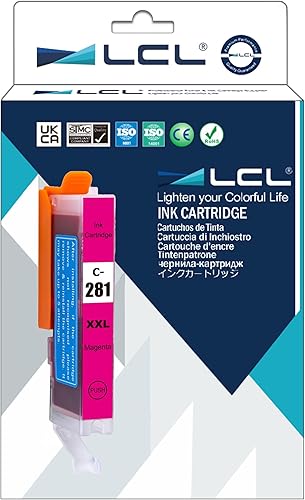 LCL Compatible CLI-281 Cartucho de tinta magenta de repuesto para Canon CLI-281XL CLI-281XXL 281 Magenta funciona con Canon PIXMA TS6320 TR7520