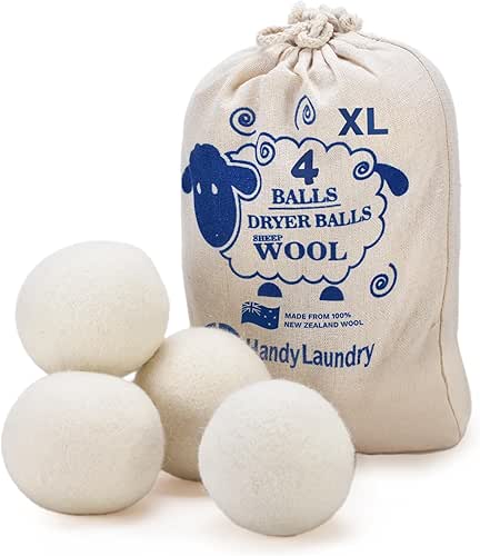 Handy Laundry Wool Dryer Balls - Natural Fabric Softener, Reusable,