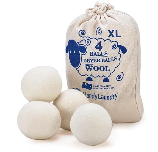 Handy Laundry Wool Dryer Balls - Natural Fabric Softener, Reusable, Reduces Clothing Wrinkles and Saves Drying Time, Better Alternative to Plastic Balls and Liquid Softener (Pack of 4) - 4