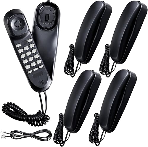 4 teléfonos fijos con cable para oficina en casa, escuela, teléfono de escritorio vintage con botón grande para personas mayores, teléfono con cable