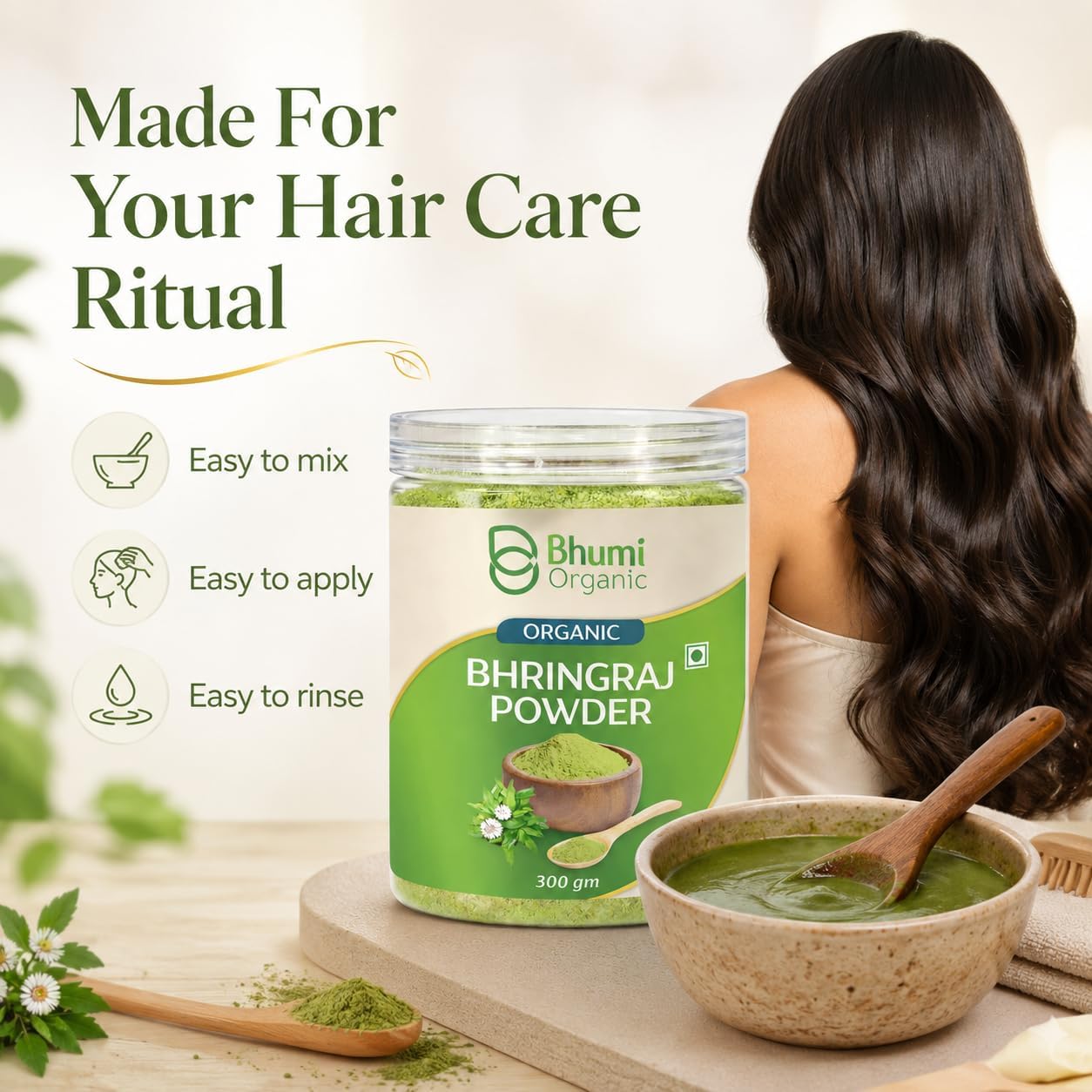 Bhumi Organic Natural Bhringraj Powder for Hair Growth (300 Grams) 3