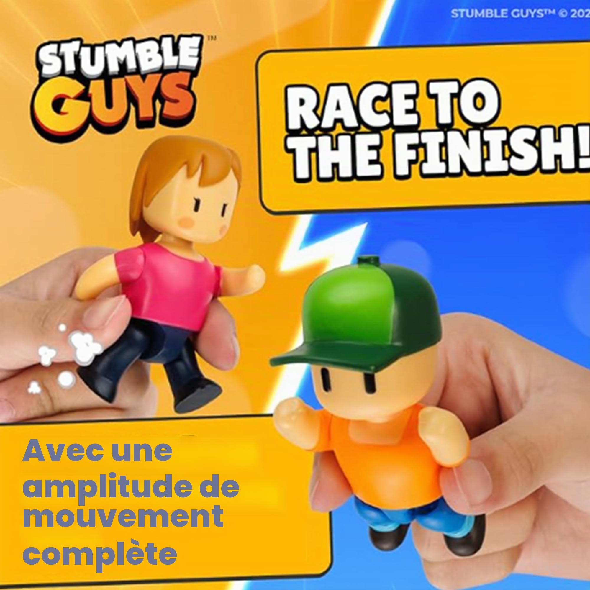 Bizak Stumble Guys 64112072-6 Lot de 8 figurines d'action T-Rex Guy + Robot Guy, personnages à collectionner, licence officielle du jeu vidéo de démolitions, fans et garçons ou filles de plus de 8 ans
