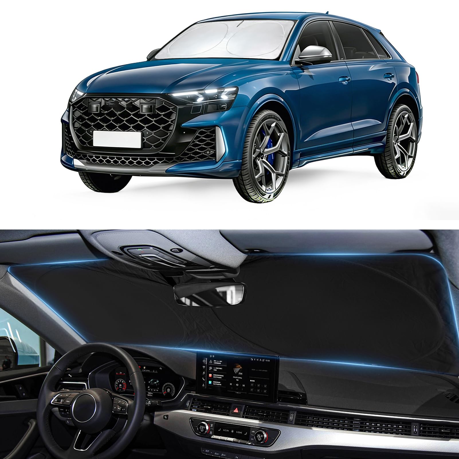 Sun Shade for Audi Q8 2019-2023 2024 2025 2026 Windshield Sunshade