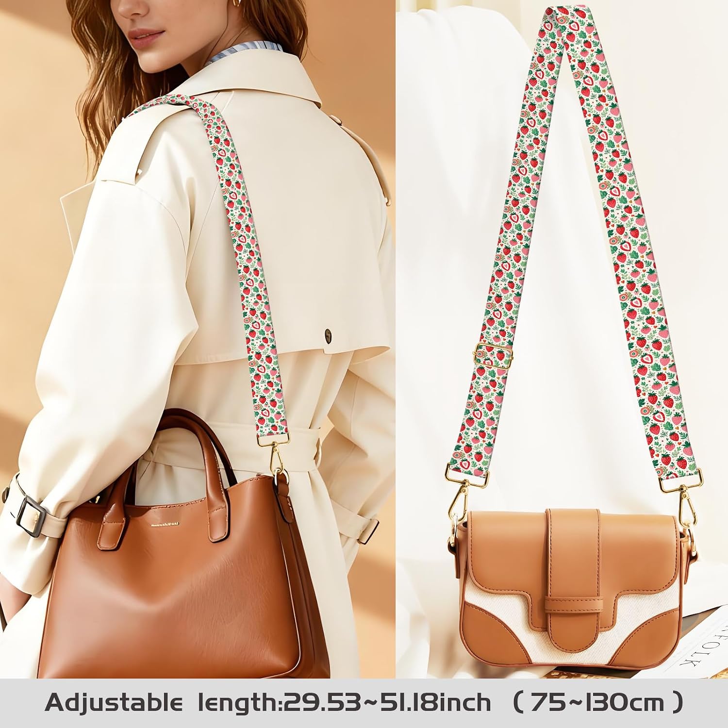 1.5" Wide Purse Strap Replacement Crossbody, Gold Buckle Shoulder Strap Adjustable Replacement Belt Handbag Strap image 4