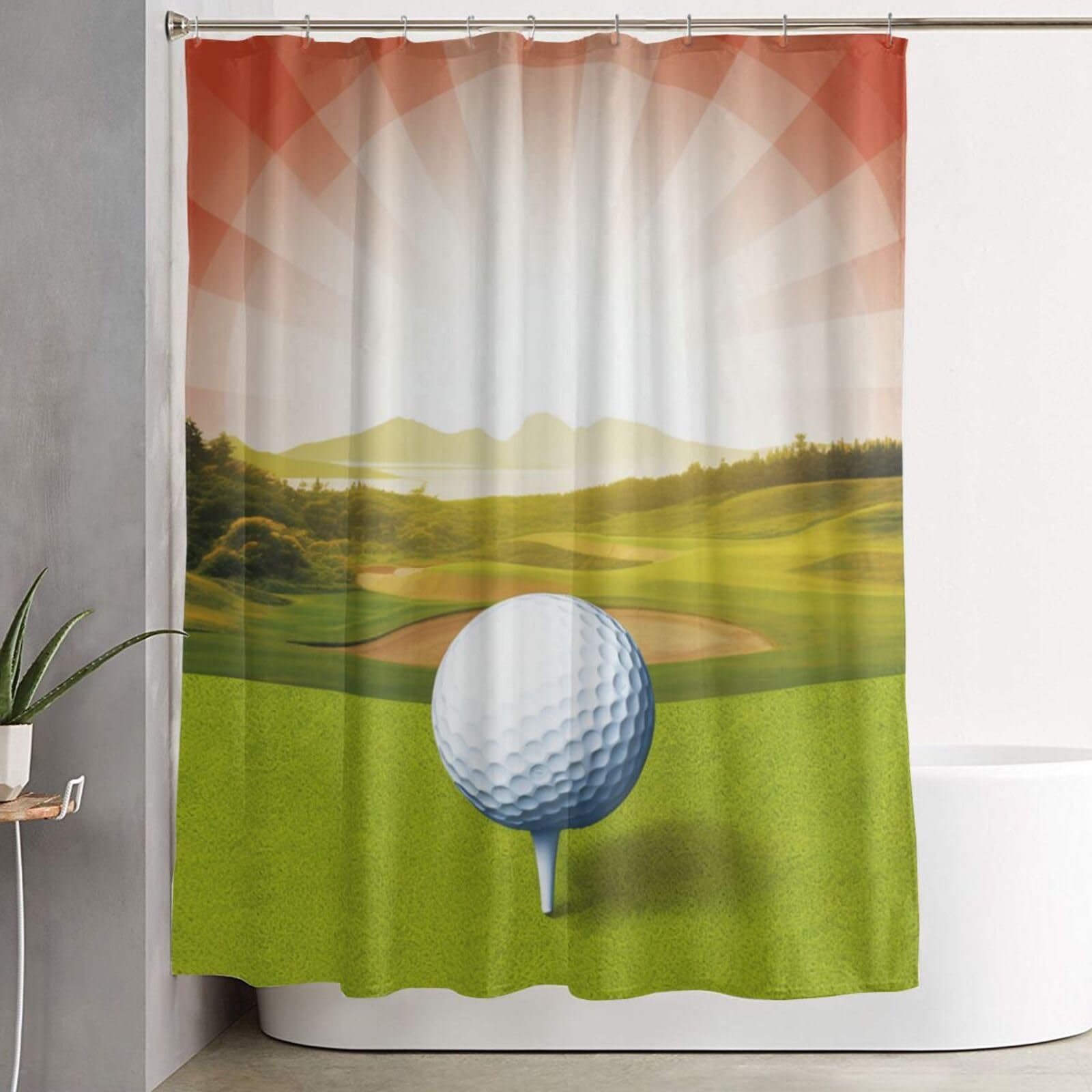 Rideau de douche de ferme au style sport de golf pour votre décoration de bain