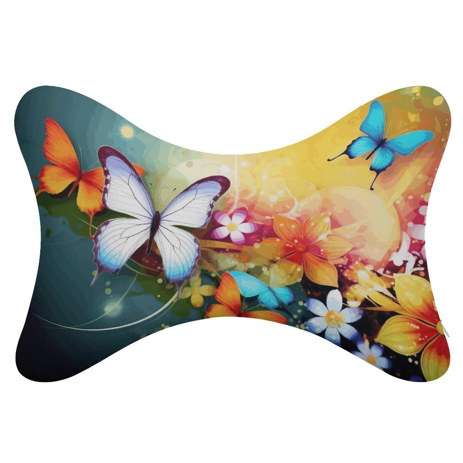 FekiLoot Colorful with Butterfly Car Headrest Set of 2,Softness Memory Foam Car Neck Pillow with Breathable Removable Cover Car Neck Support Pillow Ergonomic for Driving, Office