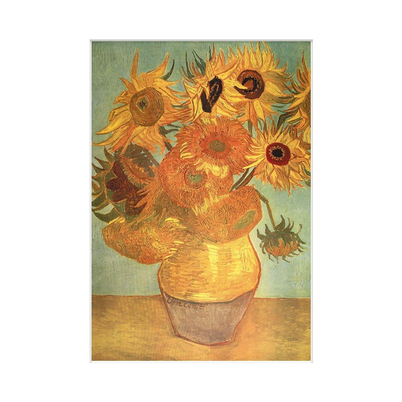Vincent Van Gogh Sunflower Print (40cm x 30cm) (Yellow/Green)