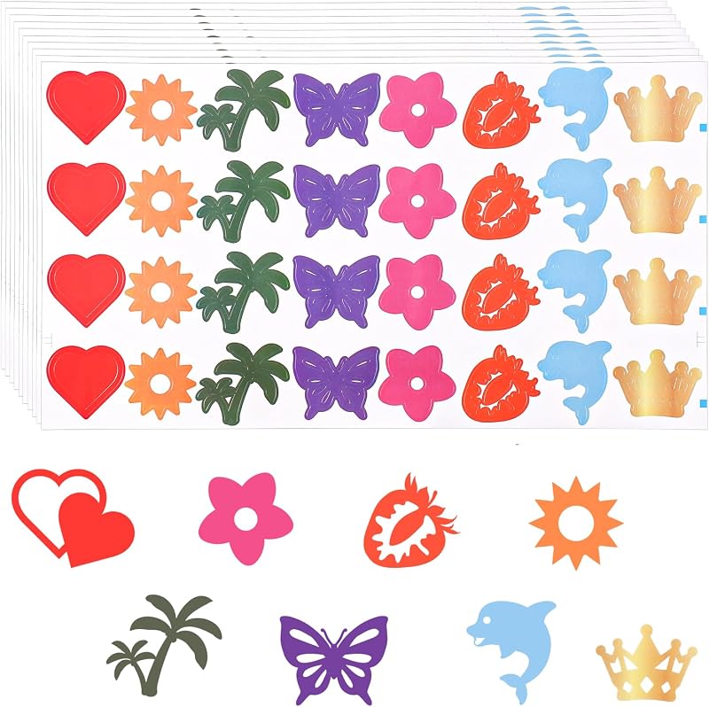 320pcs Tanning Stickers for Body, 9.8 x 5.5inch Self-Adhesive Tan Tattoo Sunbathing Decal 8 Styles Suntan Bed Sticker Sun Shaping Patch for Summer Holiday Beach Essential Stuff Supply Accessories