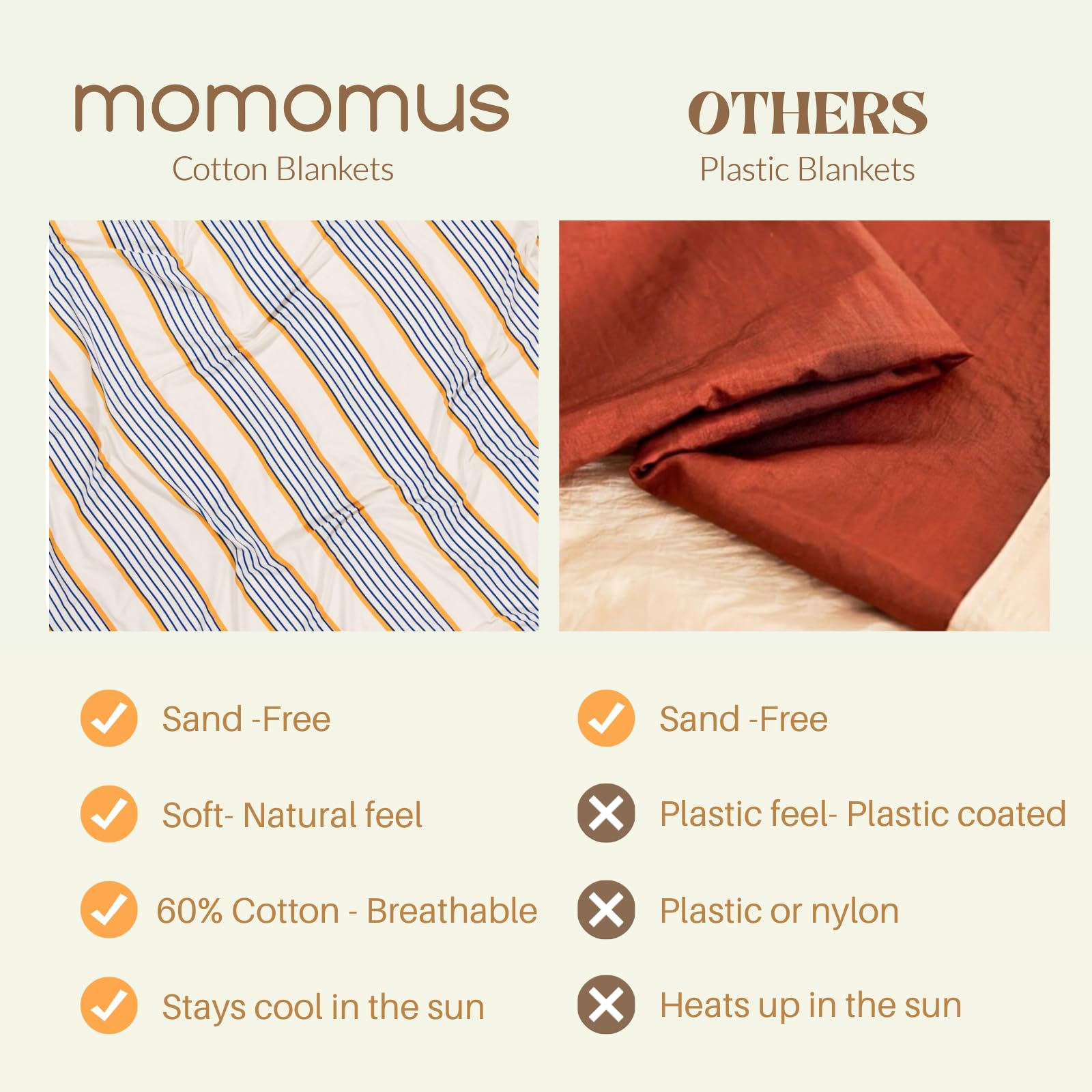 MOMOMUS Toalla de Playa Grande Antiarena Muy Fina, Ligera y Plegable - Manta de Playa Grande o Toalla Pareo XXL, Ideal para Picnic y Piscina - Rayas, 210 x 230 cm
