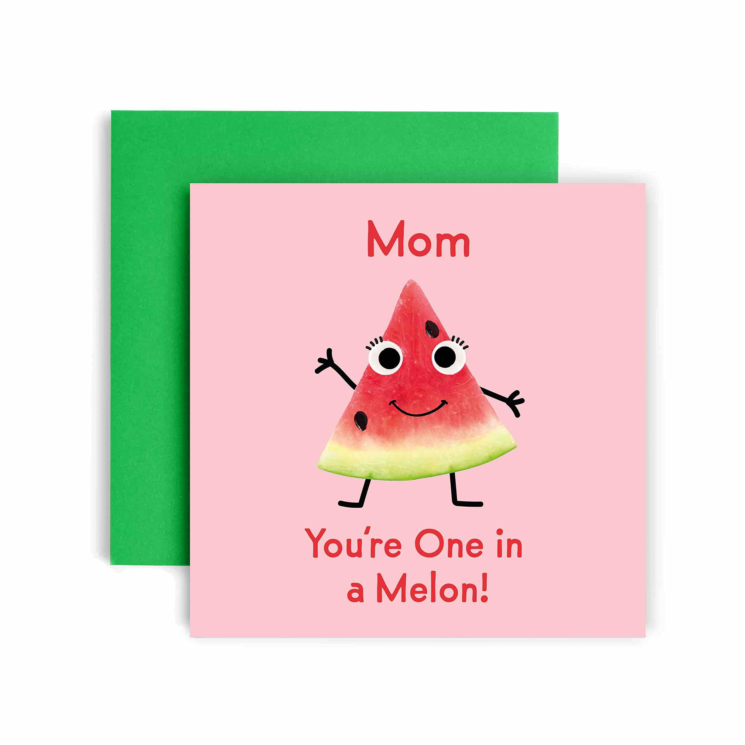 Huxters Geburtstagskarte Für Mütter – „You’re One In A Melon Mum“, Lustige Karte Mit Grünem Umschlag, Nachhaltig Produziert