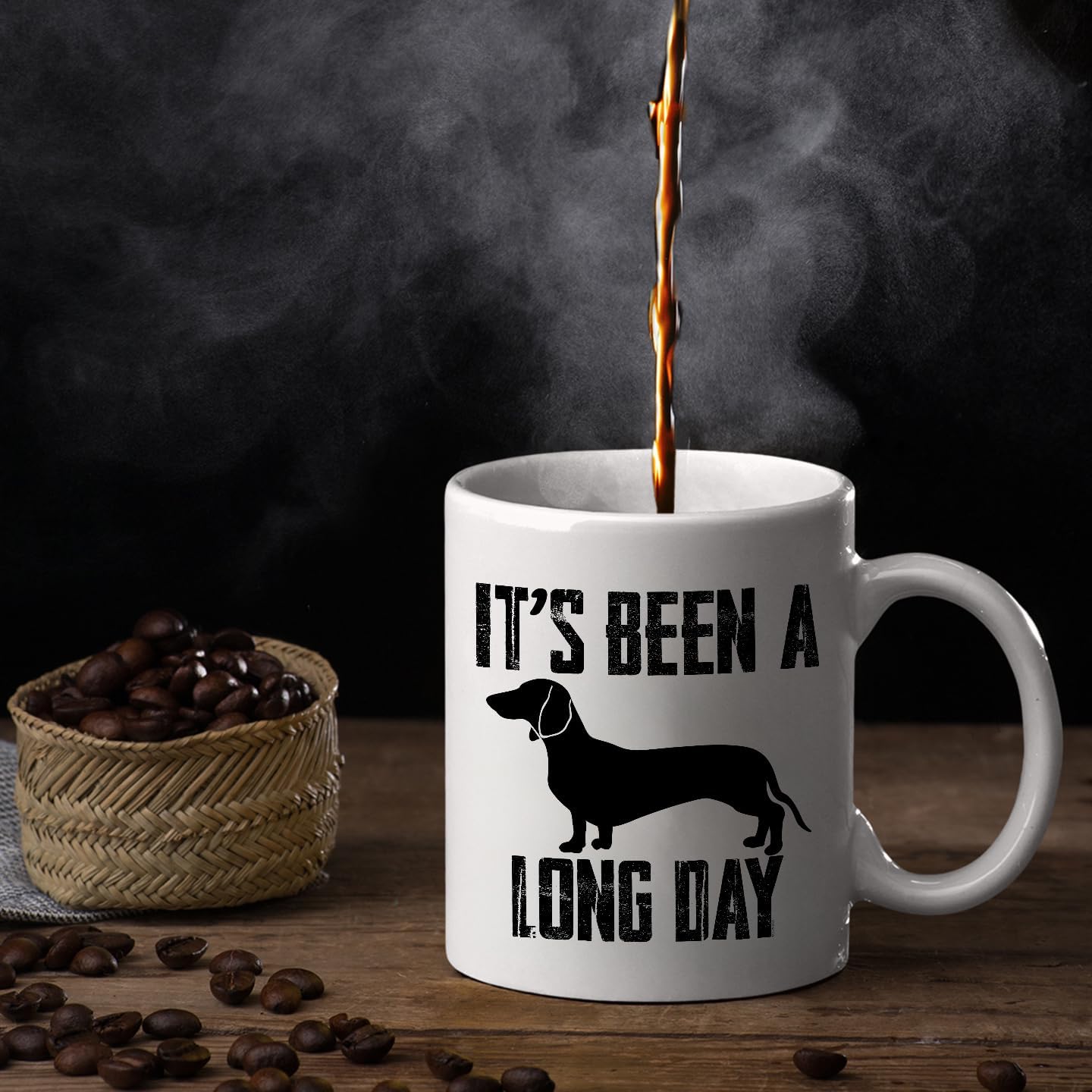 Veracco It Is Been Long Day - White Ceramic Coffee Mug Tea Cup Funny Birthday Daschund Gifts For Women Dog Mom (White) - Image 3