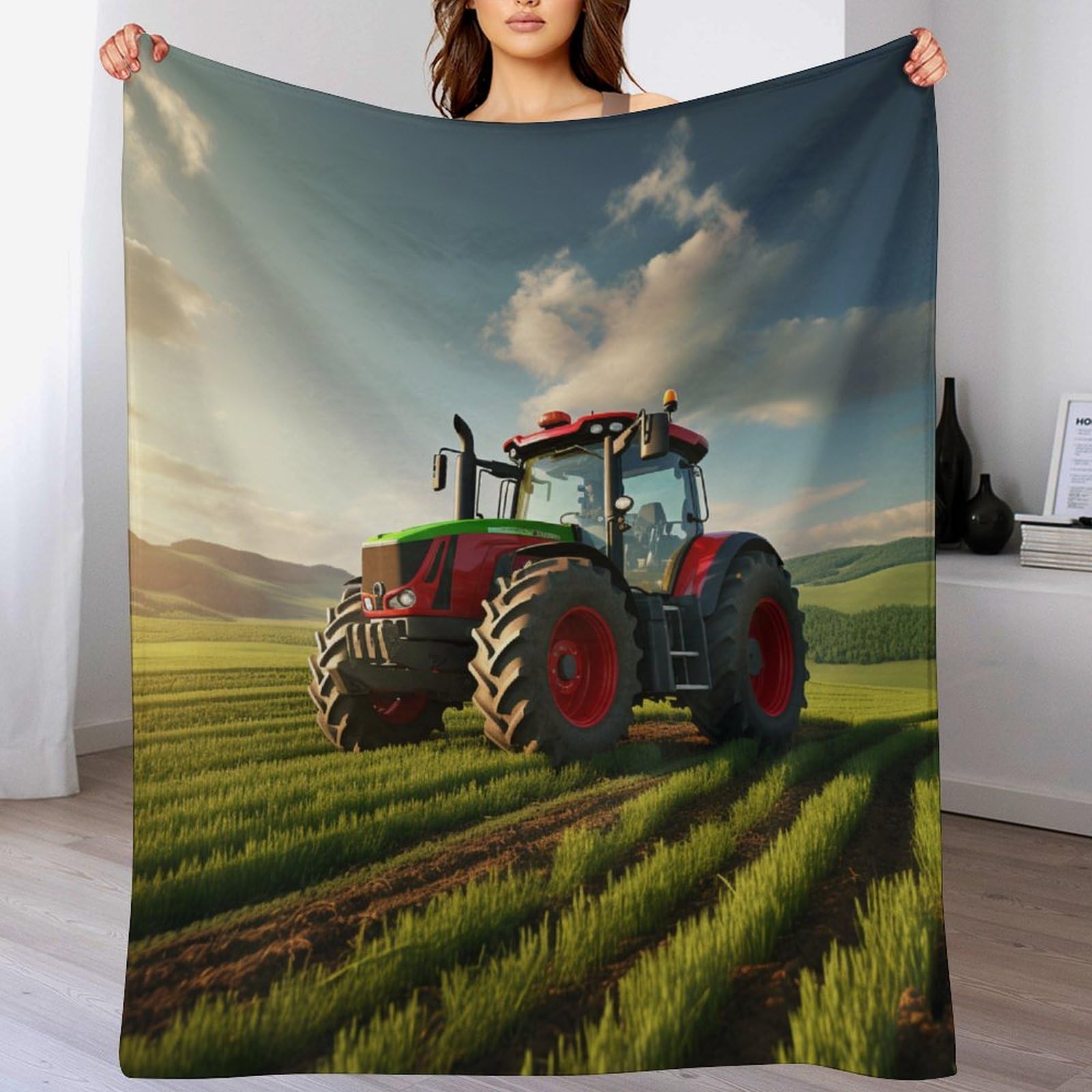 Couverture polaire flanelle tracteur 130x150 drap de lit et housse canapé