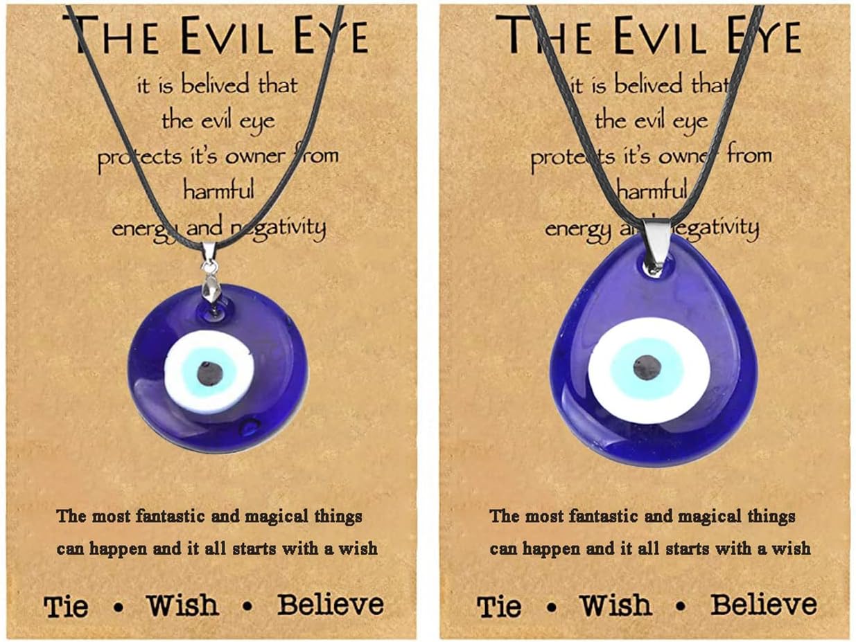 COLORFUL BLING Turkish Blue Evil Eye Pendant Necklace Leather Rope Chain Cord Glass Evil Eye Protection Lucky Jewelry for Women Men image 4