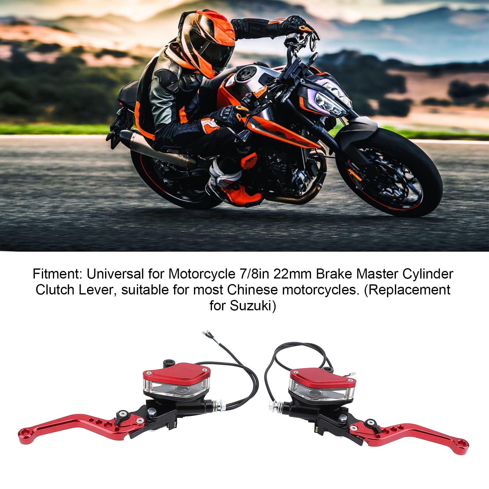 Kit per leva della frizione e cilindro maestro del freno per moto, set di leve universali da 22 mm per manubrio con tubo dell'olio e pompa, ricambio per il freno-frizione d