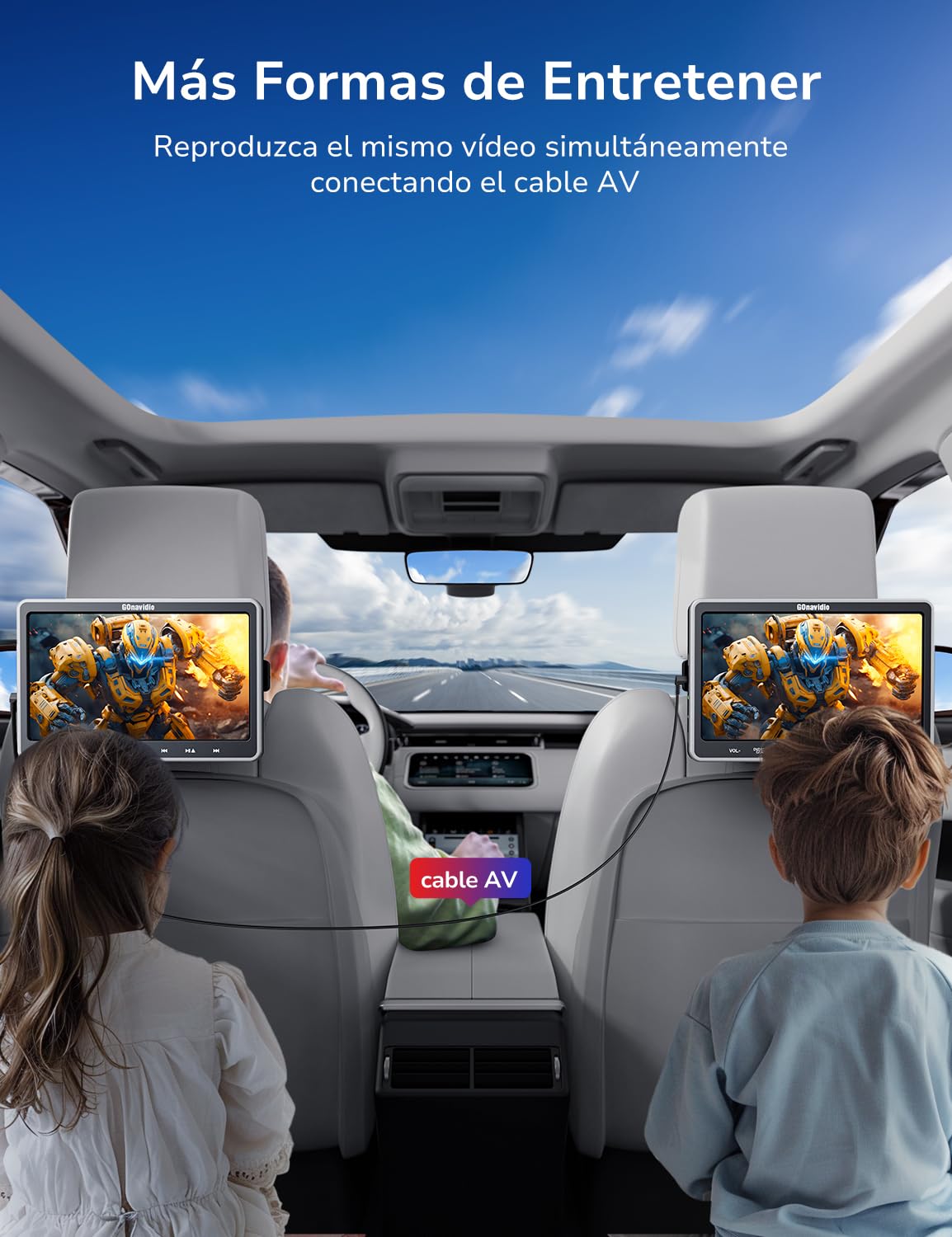 GOnavidio 10,1" Reproductor de DVD para Reposacabezas con Entrada HDMI, 2 Soportes de Montaje y 2 Auriculares, Soporte para Pantalla de Sincronización, Región Libre (Sin batería)