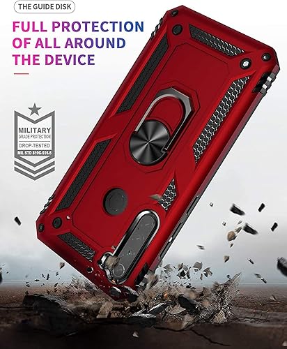 Miniatura 5 de YaHan Funda para Xiaomi Redmi Note 8, anillo giratorio de 360 grados, soporte híbrido, resistente, de doble capa, a prueba de golpes, con protector