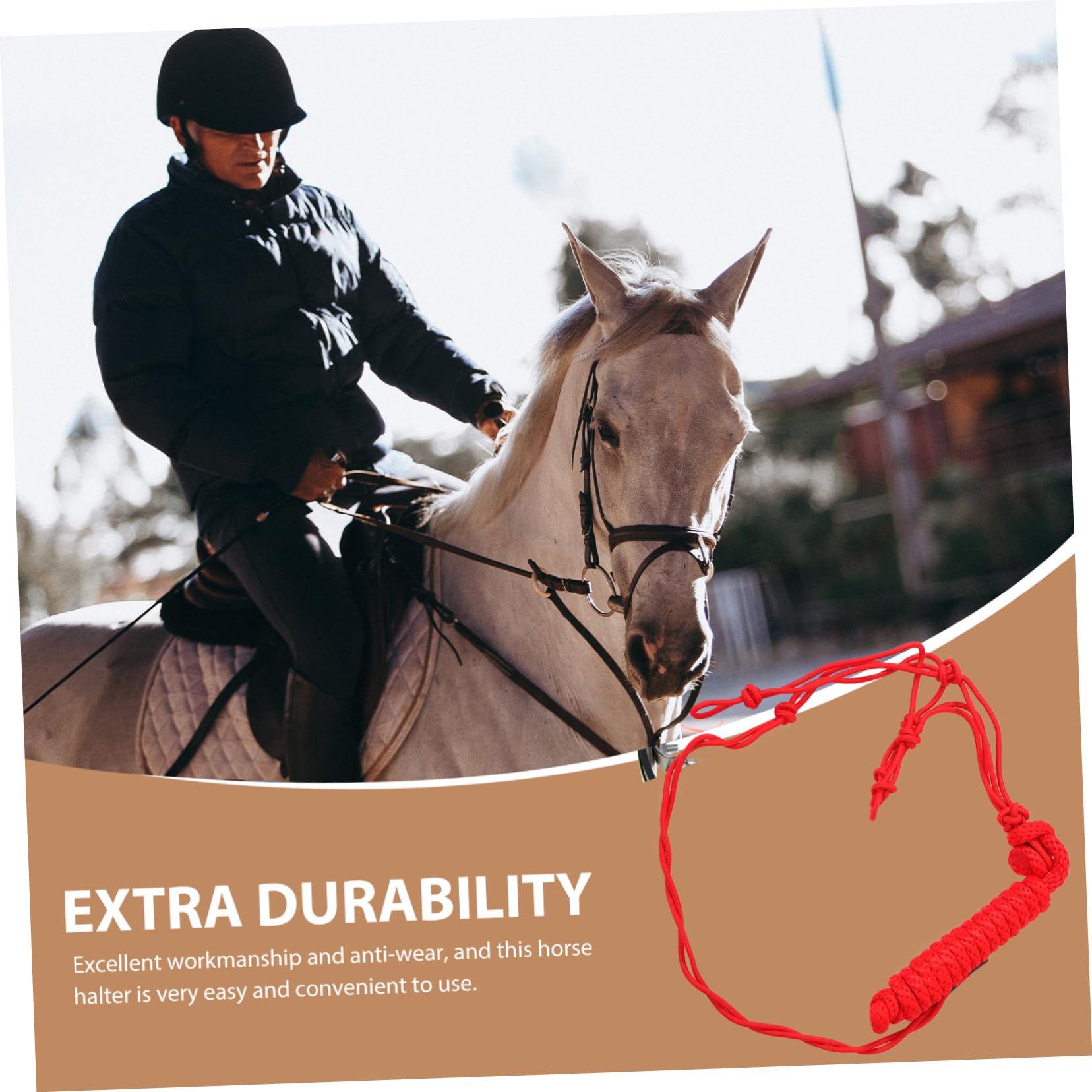 Cabestro para Caballo de Montar Rojo de Poliéster Portátil | Pista de Montar, Herramienta de Entrenamiento Equino, Fácil de Guardar y Transportar