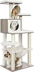 Feandrea WoodyWonders Cat Tree, Modern Cat Tower for Indoor Cats, 54.3-Inch Multi-Level Cat Condo, Ultra-Soft Plush, Scratching Posts, Hammock, Removable, Washable Cushions, Rustic Brown UPCT164X01