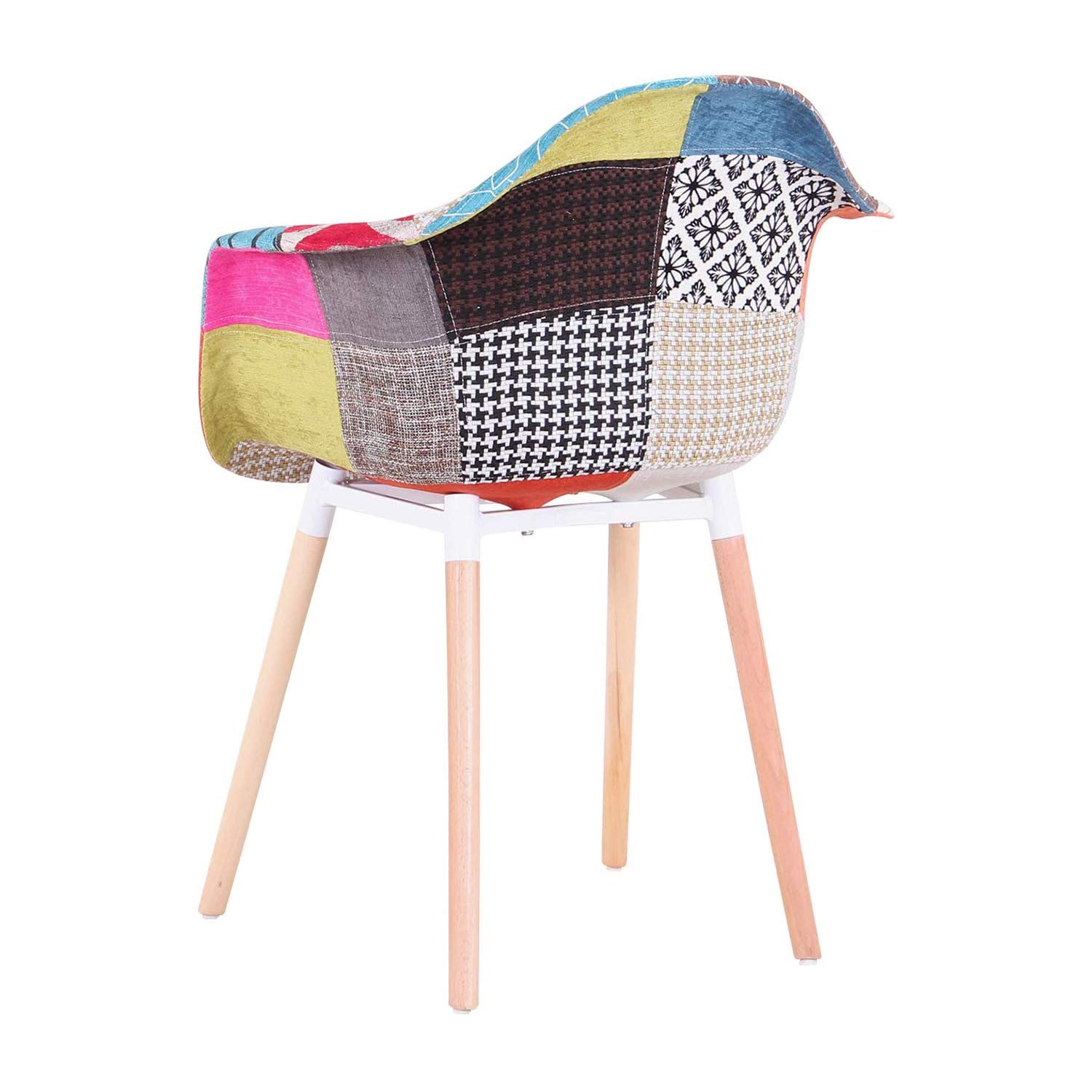 Set di 2 Sedie da Pranzo Moderne, Sedie da Cucina con Gambe in Legno di Faggio, Sedie Patchwork in Tessuto per la Sala da Pranzo, il Soggiorno, la Camera da Letto, ecc. (Rosso)