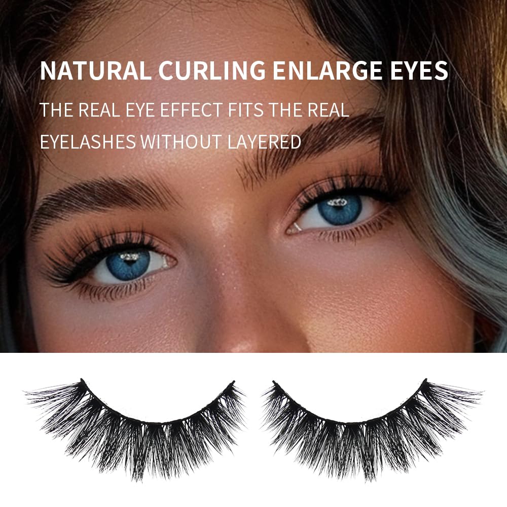 AKARA Ciglia Finte Naturali 7 Paia 3D Ciglia Finte False Eyelashes Visone Artificiale (3D-BN06)