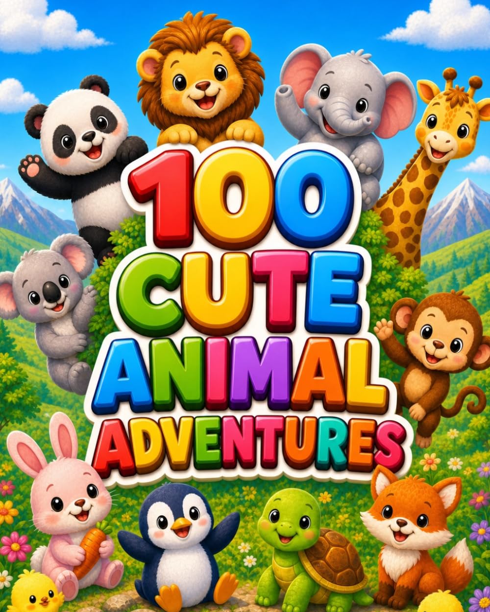 100 Cute Animal Adventures: Coloring Book for Kids: 100 Simple and Fun Animal Illustrations for Toddlers and Kids (Bold Lines and Easy Shapes)