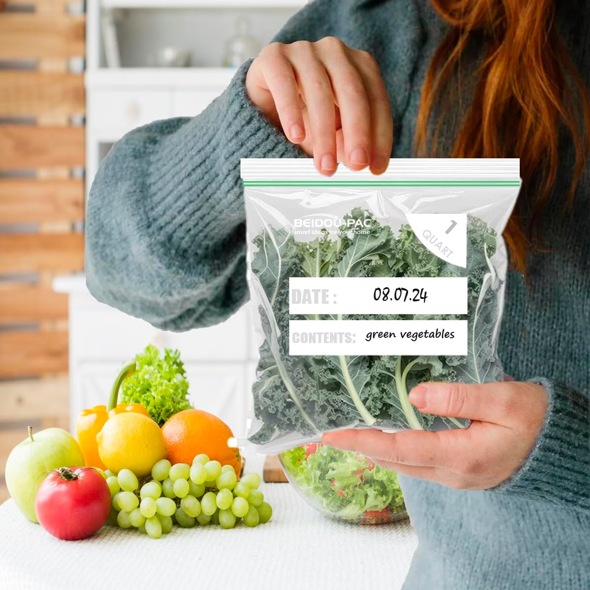 Quart Food Storage Zip Bags, 600 Count | Double Zipper| 8" * 8.1", Freshness Easy Open Reclosable Clear Plastic Bags