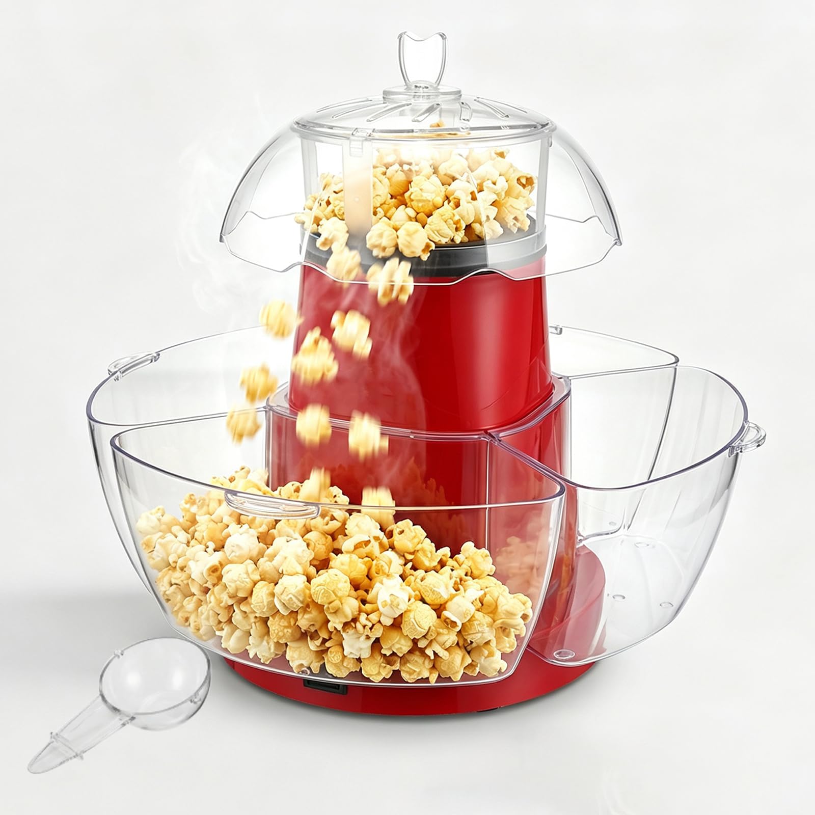 Popcorn maker elettrico da 1200W, con ciotola rimovibile e misurino | Macchina per Popcorn ad Aria Calda Senza Olio, Macchina Veloce per Snack Fatti in Casa per Serate Cinema in Famiglia