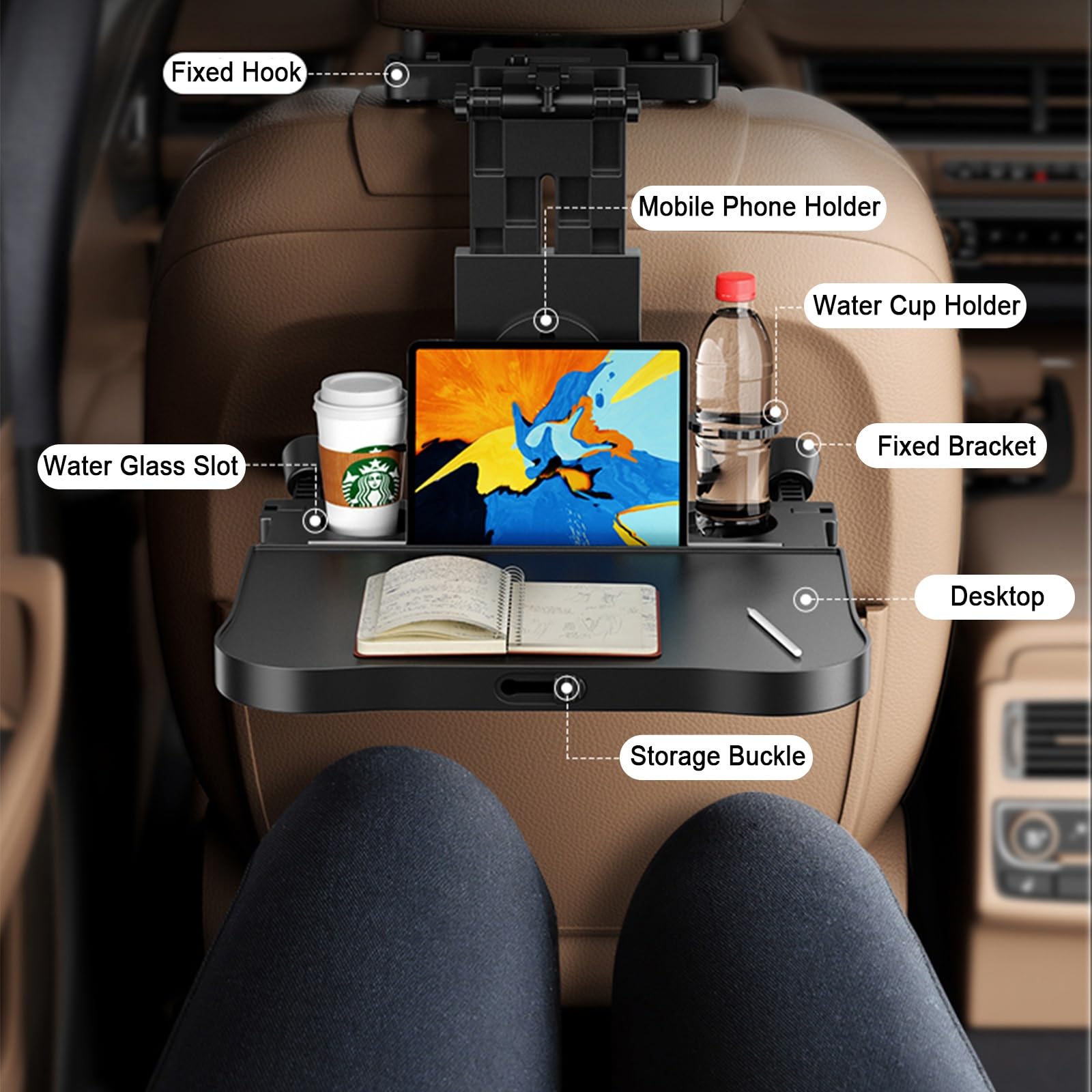 Tavolino per Sedile Posteriore per Auto Tavolo per Auto Tavolo per Auto Pieghevole Multifunzionale con Supporto per Telefono, per Lavorare, Scrivere, Mangiare, Viaggiare (Size : Style A)