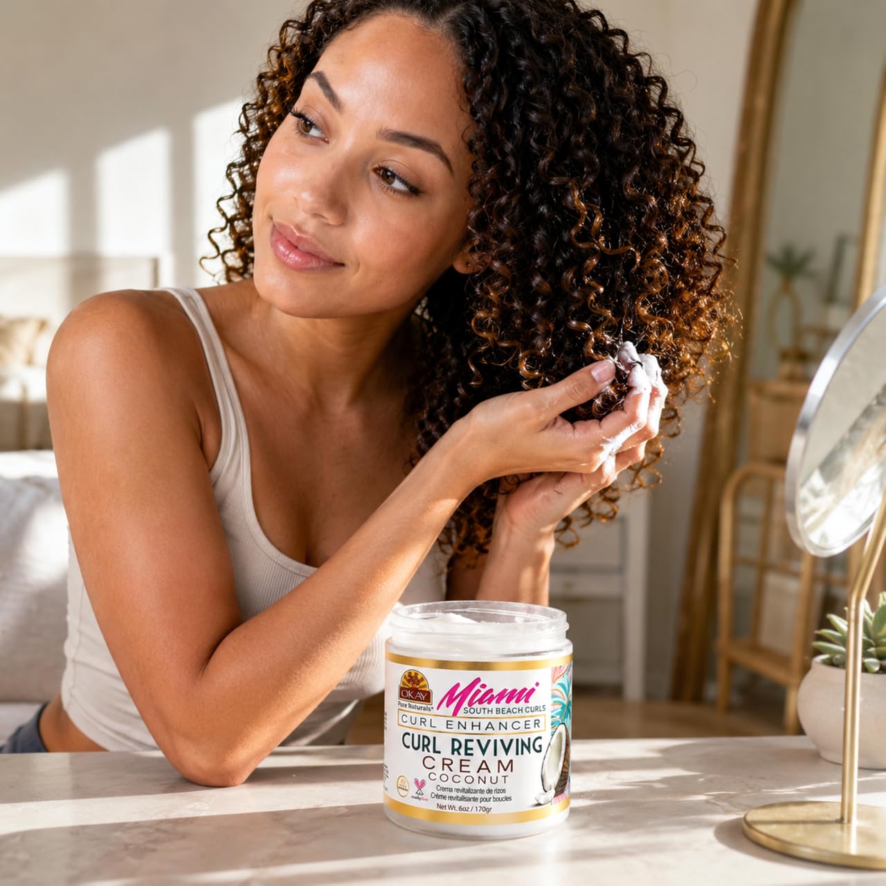 OKAY- Miami South Beach Curls- Curl Enhancer- Curl Reviving Cream 6oz/170gr