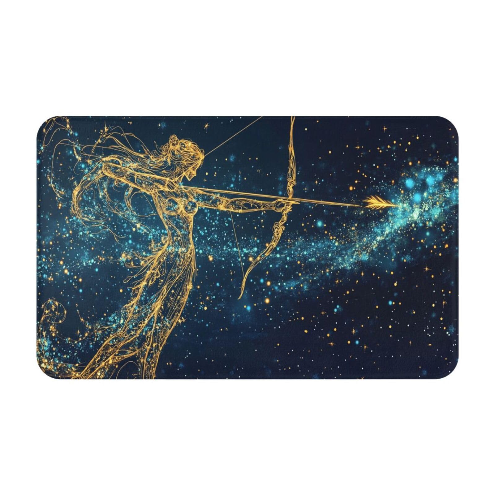 BEAROWL Sagittarius Theme Doormat, Dark Background Stain-Resistant, Non-Slip, Indoor Bedroom, Office, Study, Living Room Floor Decoration, Simple