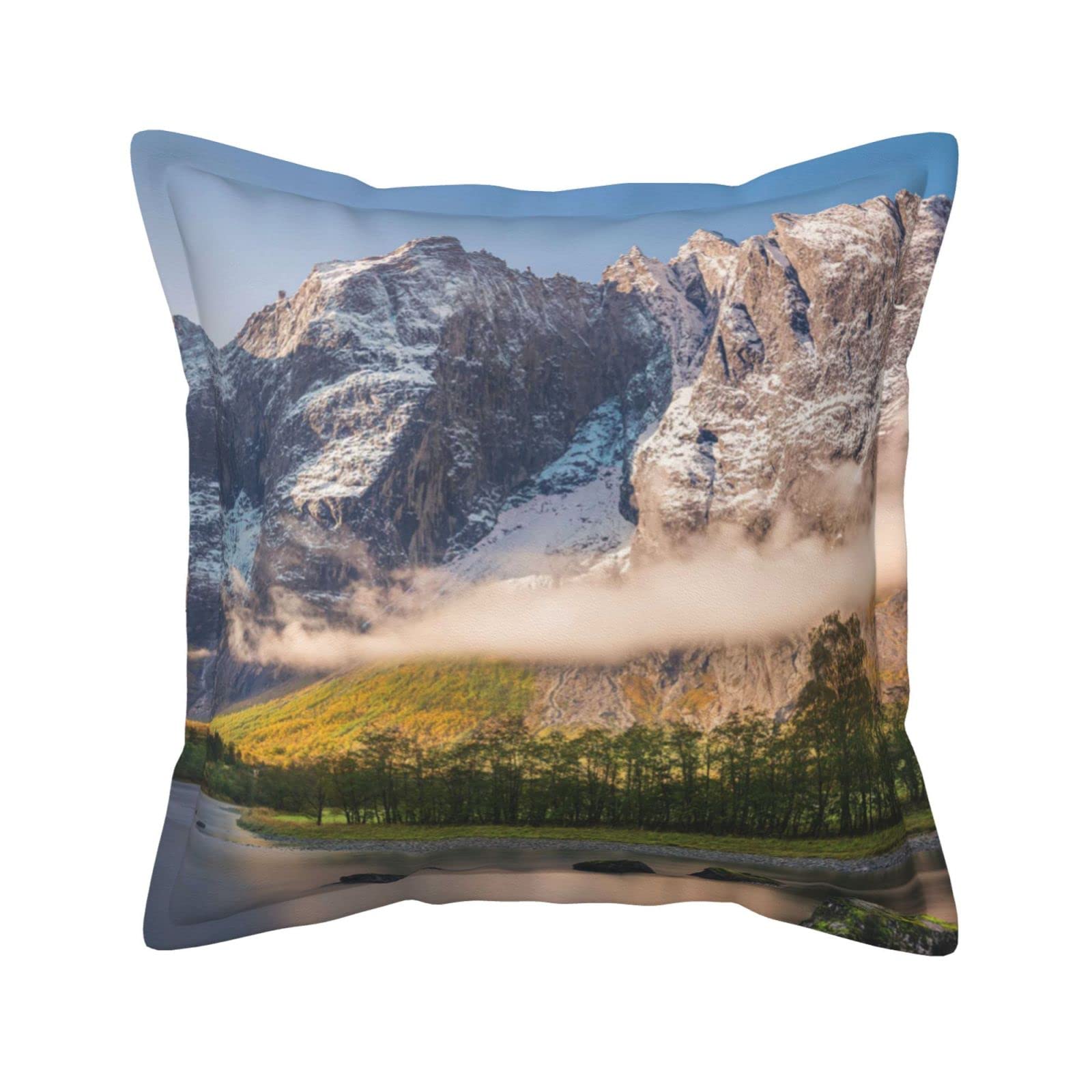 Housse de coussin montagne similicuir salon et chambre 45x45 cm