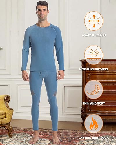 Miniatura 7 de Runhit Mens Thermal Underwear SetFleece Lined Long Johns for Men Thermal Shirts and Pants Base Layer Cold Weather Thermals