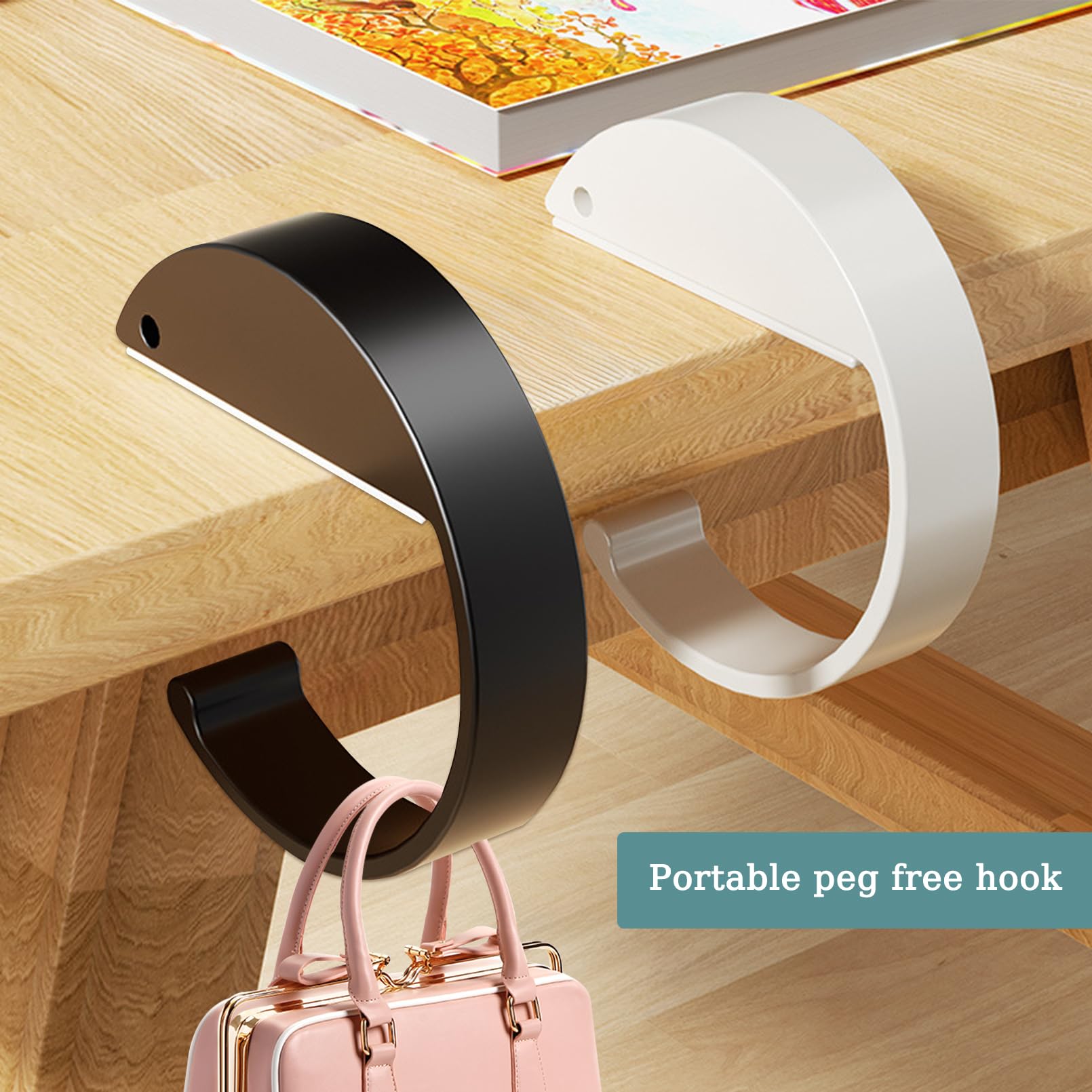 BTOSEP Haak hanger, portemonnee tafel haak houder tas hanger, reizen draagbare tas haak voor het ophangen van decoratieve tafel portemonnee tas haak plastic tafel hanger houder