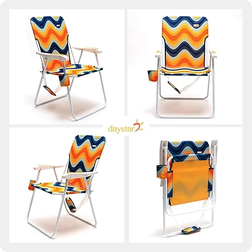 Miniatura 6 de SUNNYFEEL Silla de playa plegable alta y ligera para adultos, silla de arena portátil para adultos, resistente 300 libras con portavasos, sillas