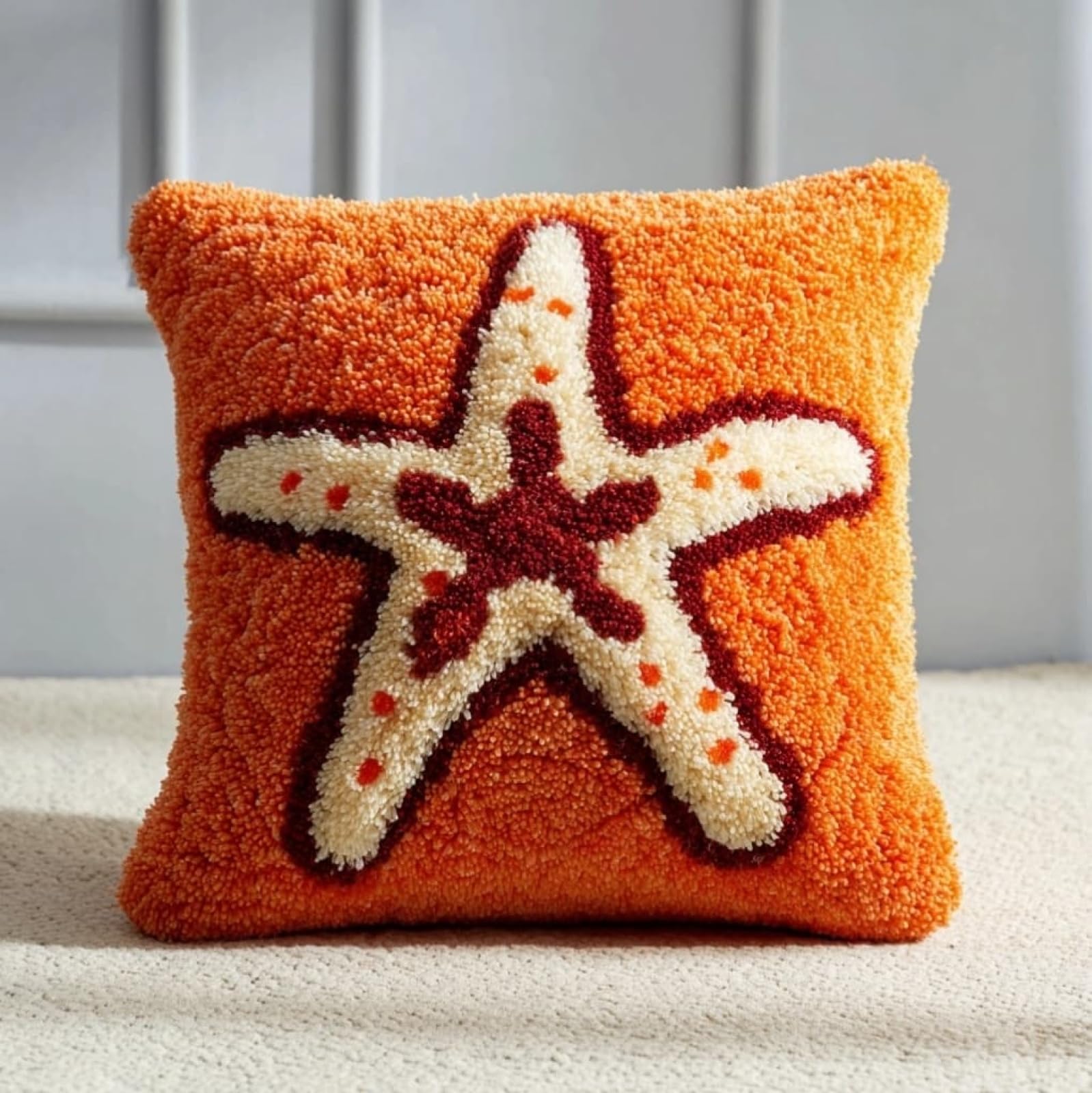 WallustrioaW Latch Hook Cushion Cover Kits 43x43cm,Starfish