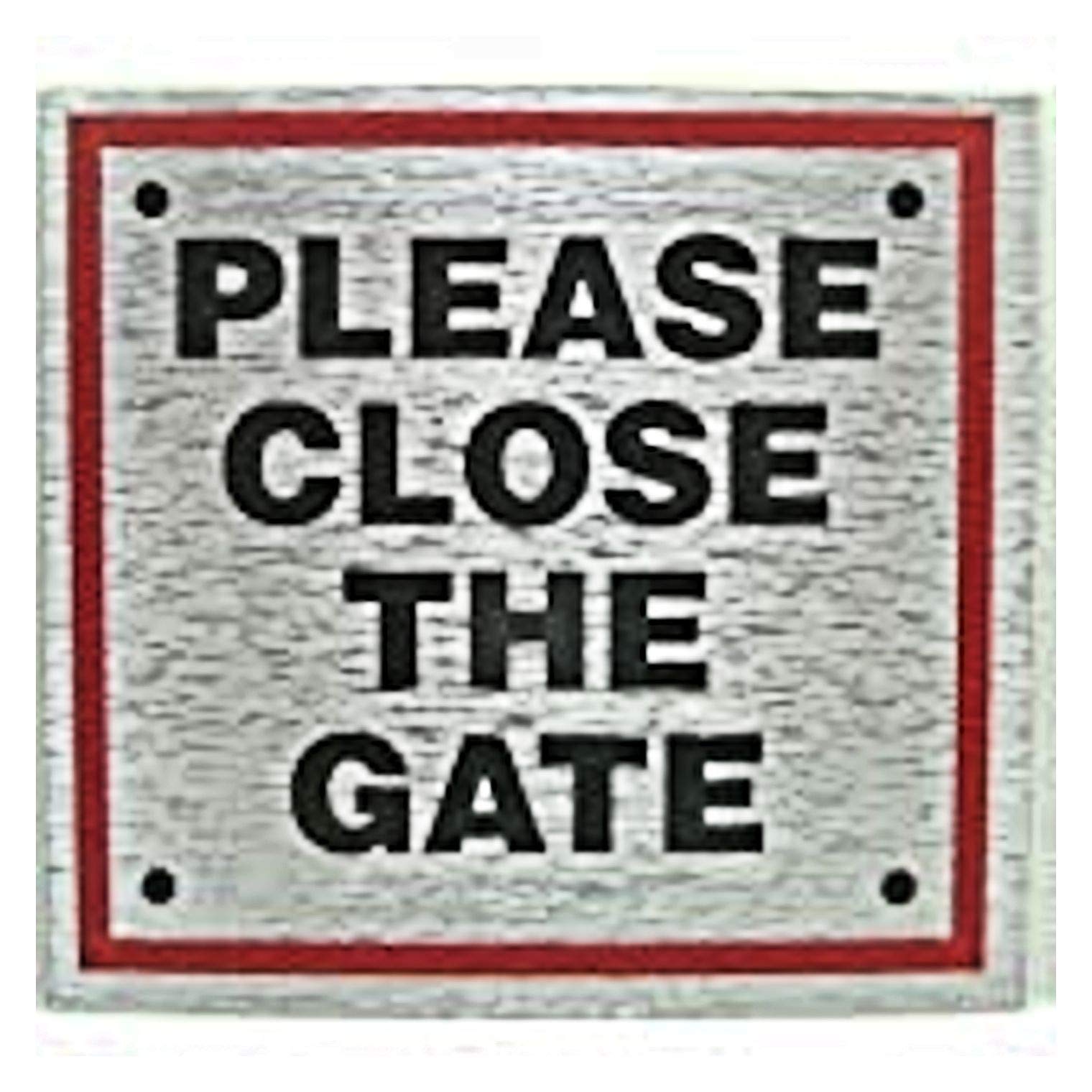 Ecobbler Red Stick On Sign 8X8cm Boarder - Please Close The Gate