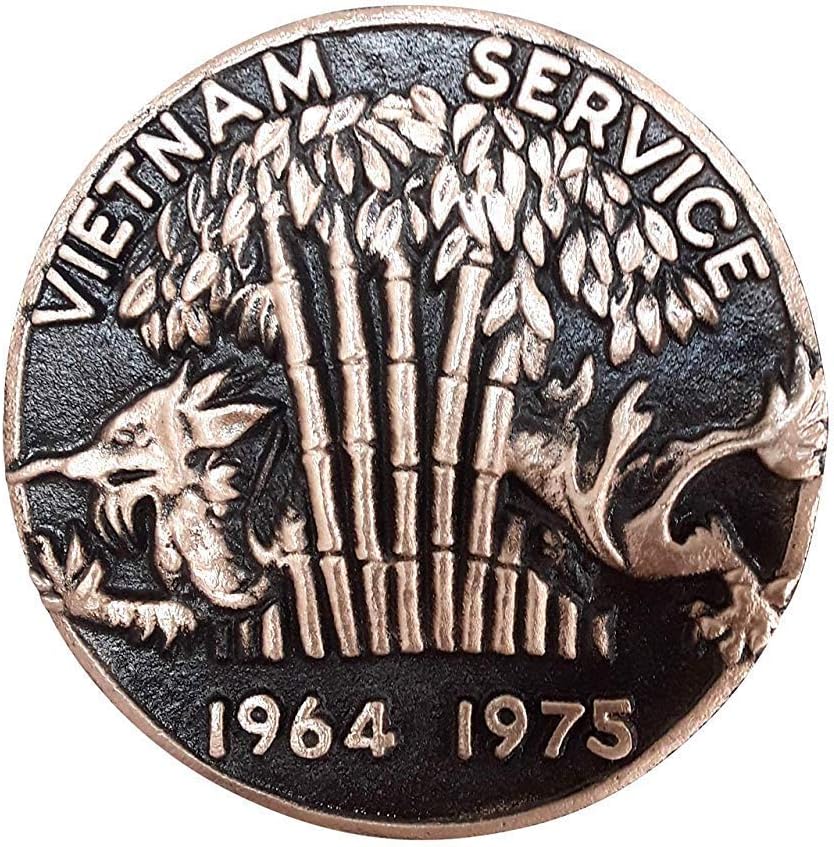 Vietnam War Bamboo Textured Veteran Bronze Grave Marker for Cemetery, Memorial Flag Holder, Made in USA