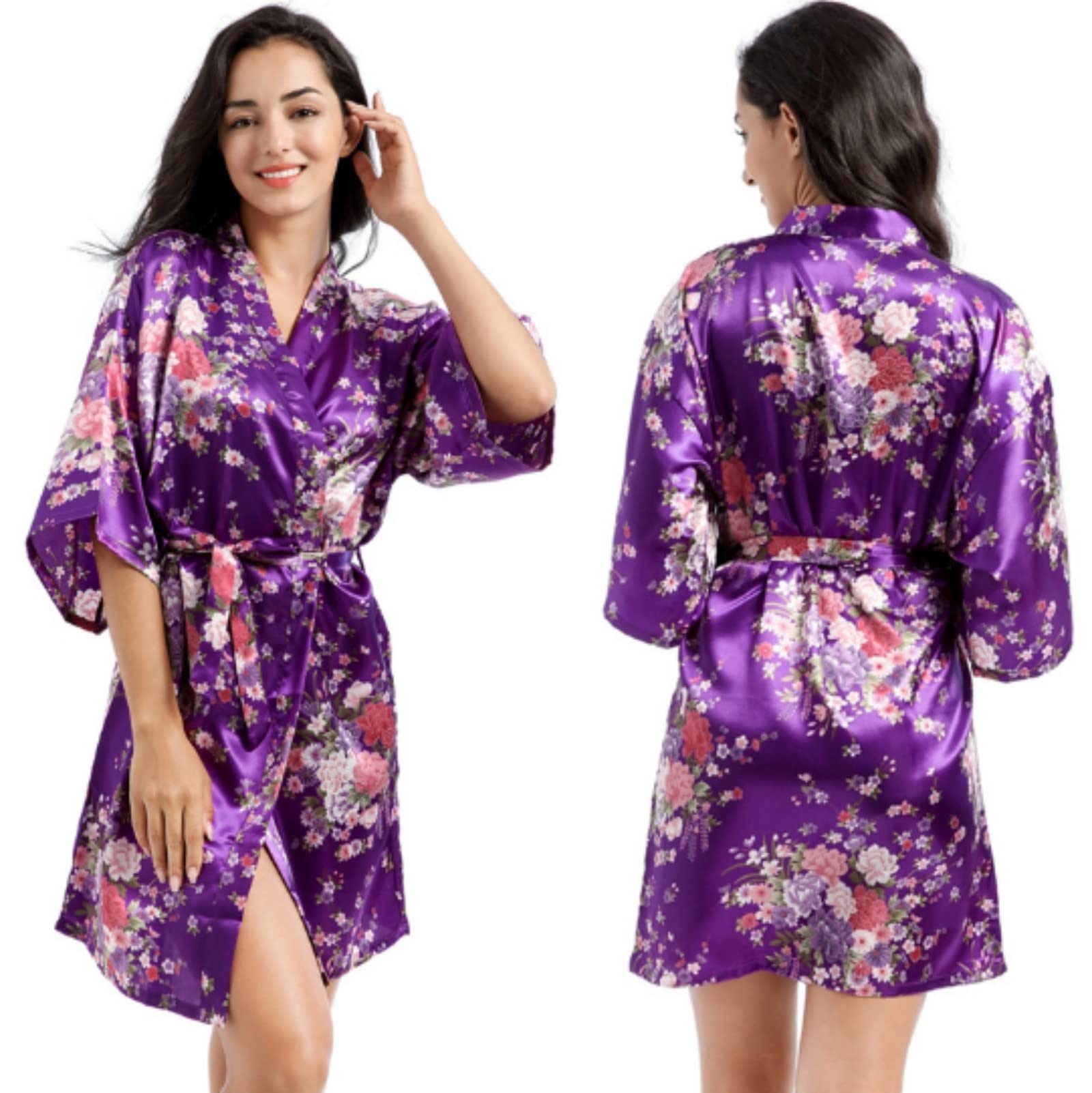 Robe de chambre en satin pour femme, robe de chambre en soie, vêtement de nuit pour demoiselle d'honneur, pyjama de mariage pour nuit, matin et fête