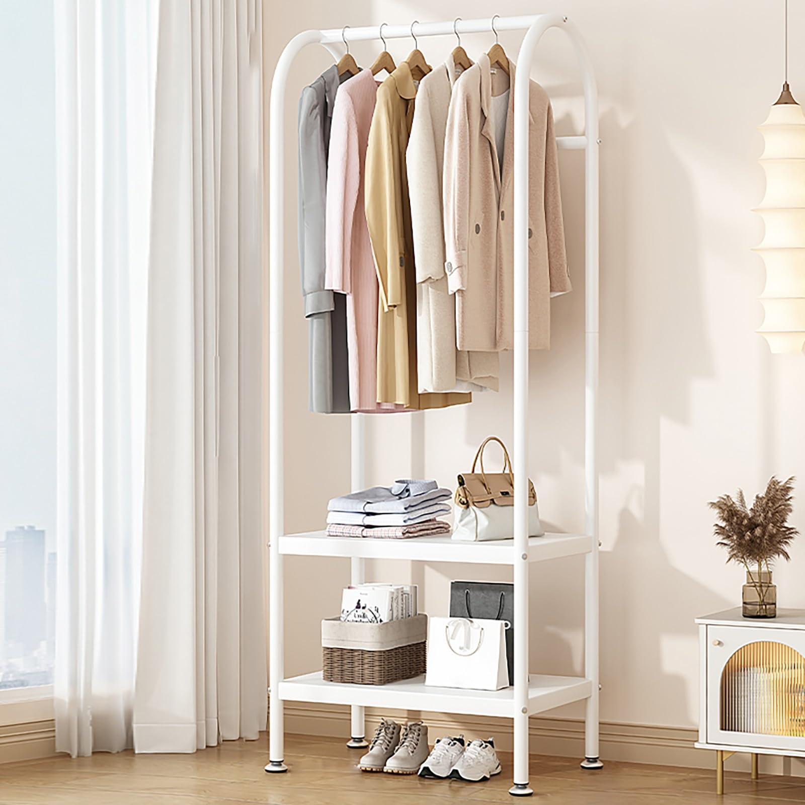 Organisateur de vêtements portable blanc pour chambre et placard moderne