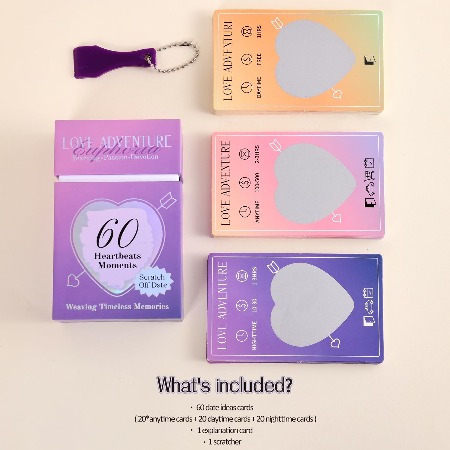 60 Date Ideas Card Games for Couples - Unique Date Deck Scratch Off Cards, Great Couples Gifts for Boyfriend Girlfriend, Romantic Wedding Anniversaries Newlywed Gifts for Husband Wife Bridal Shower