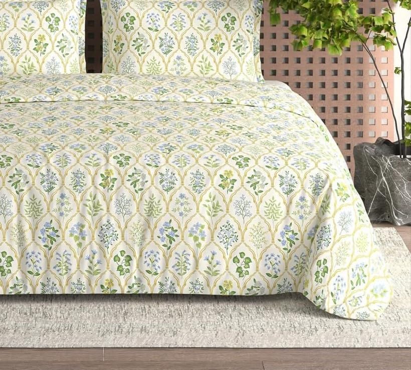 Image of DECOMIZER Super Soft Glace Cotton King Size Double Bed AC Comforter || Blanket || Duvet for All Seasons /Weathers - Pack of 1 - Yellow Jaipuri
