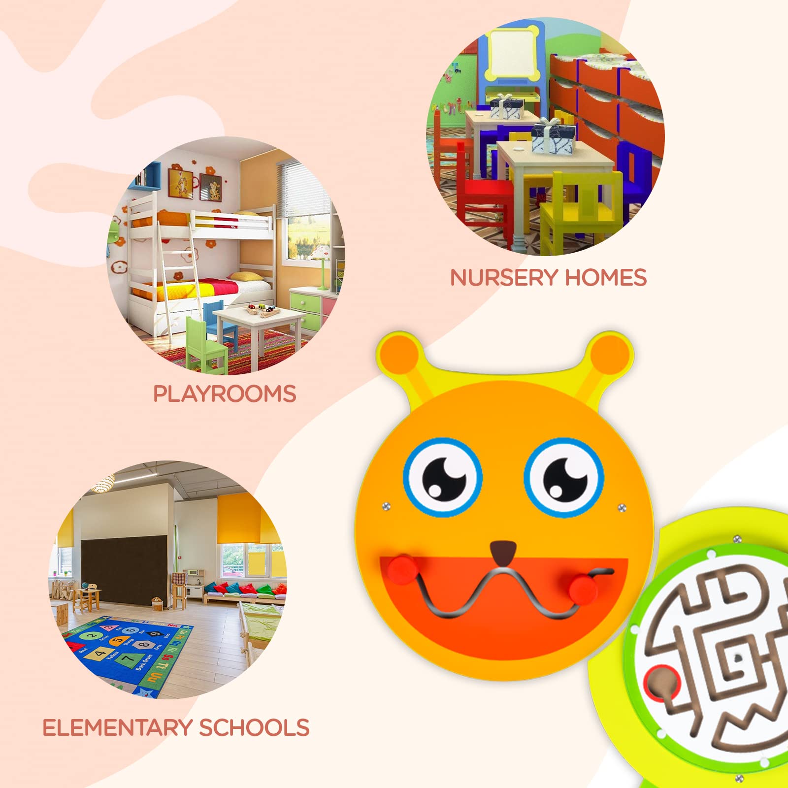 Monläurd® Caterpillar Montessori Busy Board,Sensory Board,Educational Toys,Activity Cube,Wall Toys,Daycare Furniture,Playroom Furniture,Interactive Toys,Wooden Toys,Learning Toys,Boys and Girls 6 M+