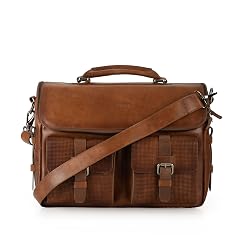 VELEZ Tan Full Grain Leather Messenger Bag for Men - 15 Laptop Briefcase - Mens Vintage Business Crossbody