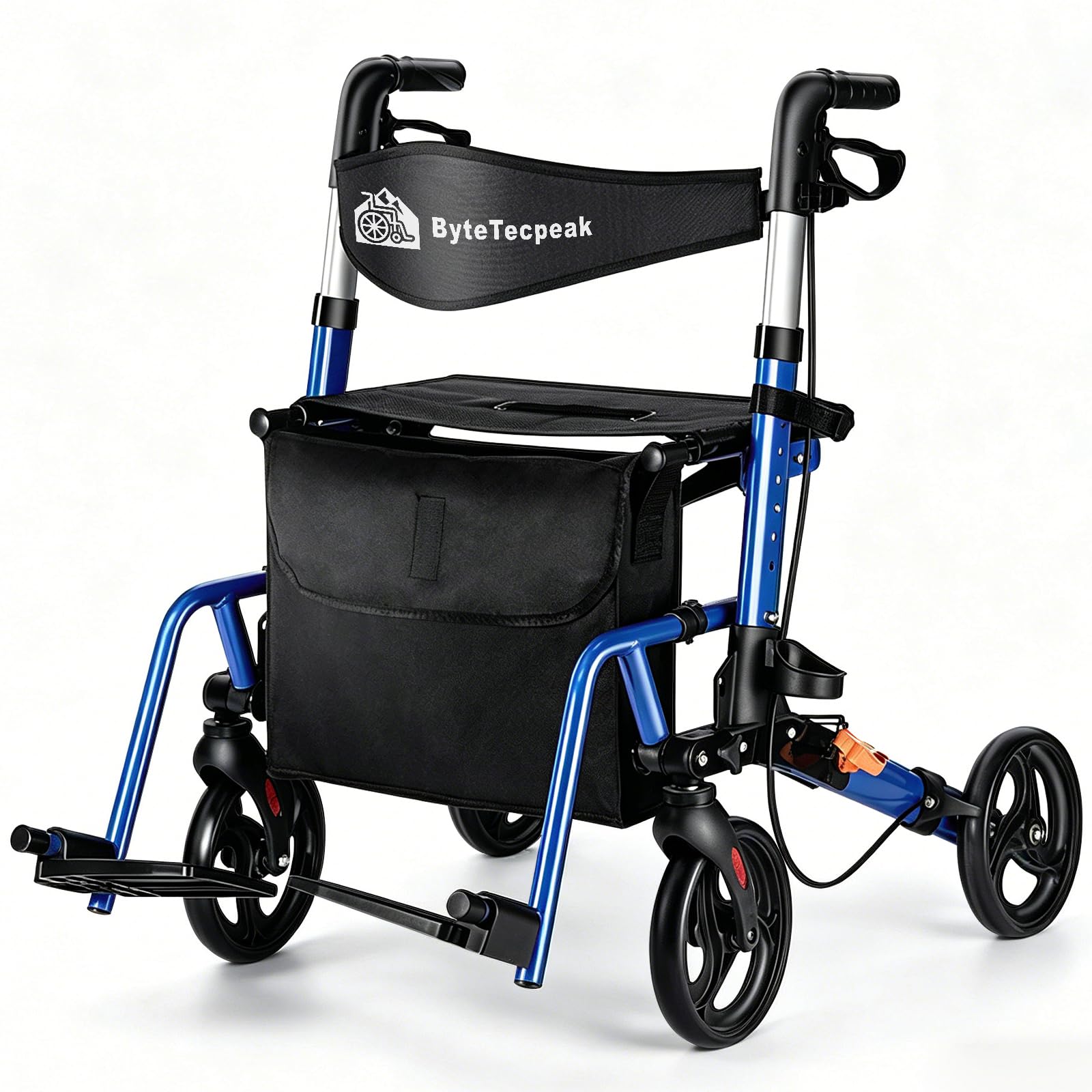 R3 Leichter 2-in-1 Rollator und Rollstuhl-Kombination, mit Fußstützen, Gehstock, faltbar, höhenverstellbar, mit Rollstuhlfunktion, bis 100 kg belastbar