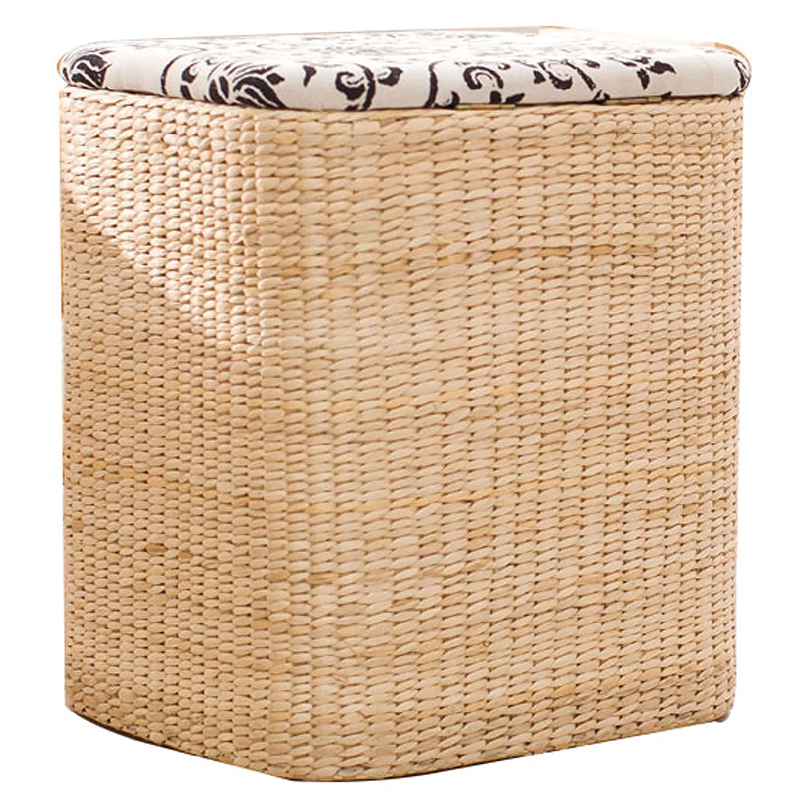 Repose-pieds pouf carré en rotin naturel, coffre de rangement de hall d'entrée